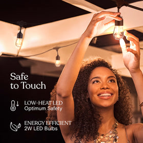 Brightech Ambience Pro weatherproof cord withstands rain and wind for year-round outdoor use.
