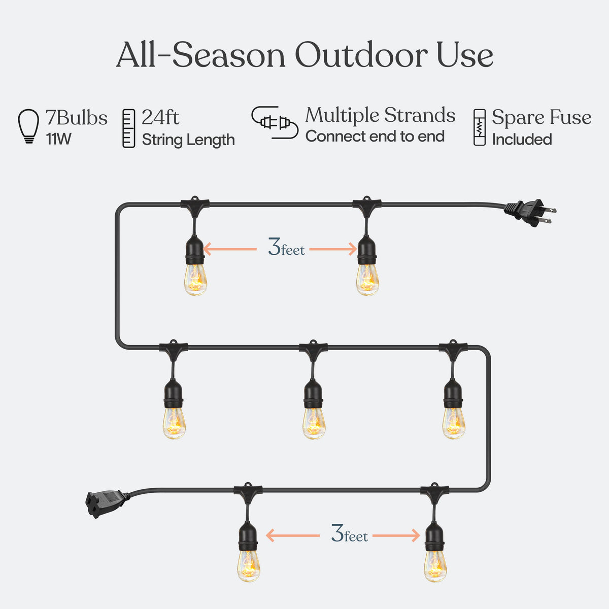 Brightech Ambience Pro weatherproof core and rugged cord ready for outdoor use
