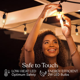 Brightech Ambience Pro 48 ft string lights illuminate large patios