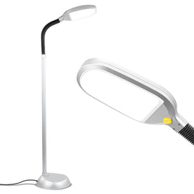 Brightech Litespan titanium silver LED floor lamp provides energy-efficient illumination for reading