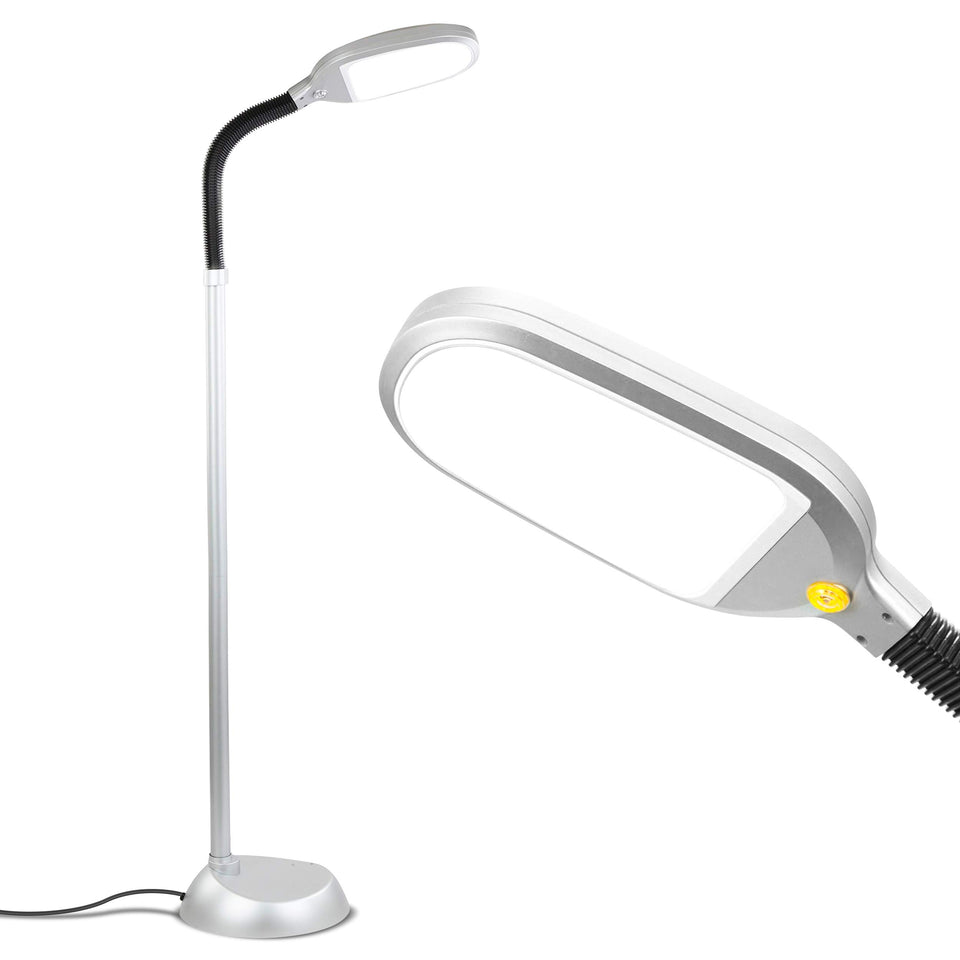 Brightech Litespan titanium silver LED floor lamp provides energy-efficient illumination for reading