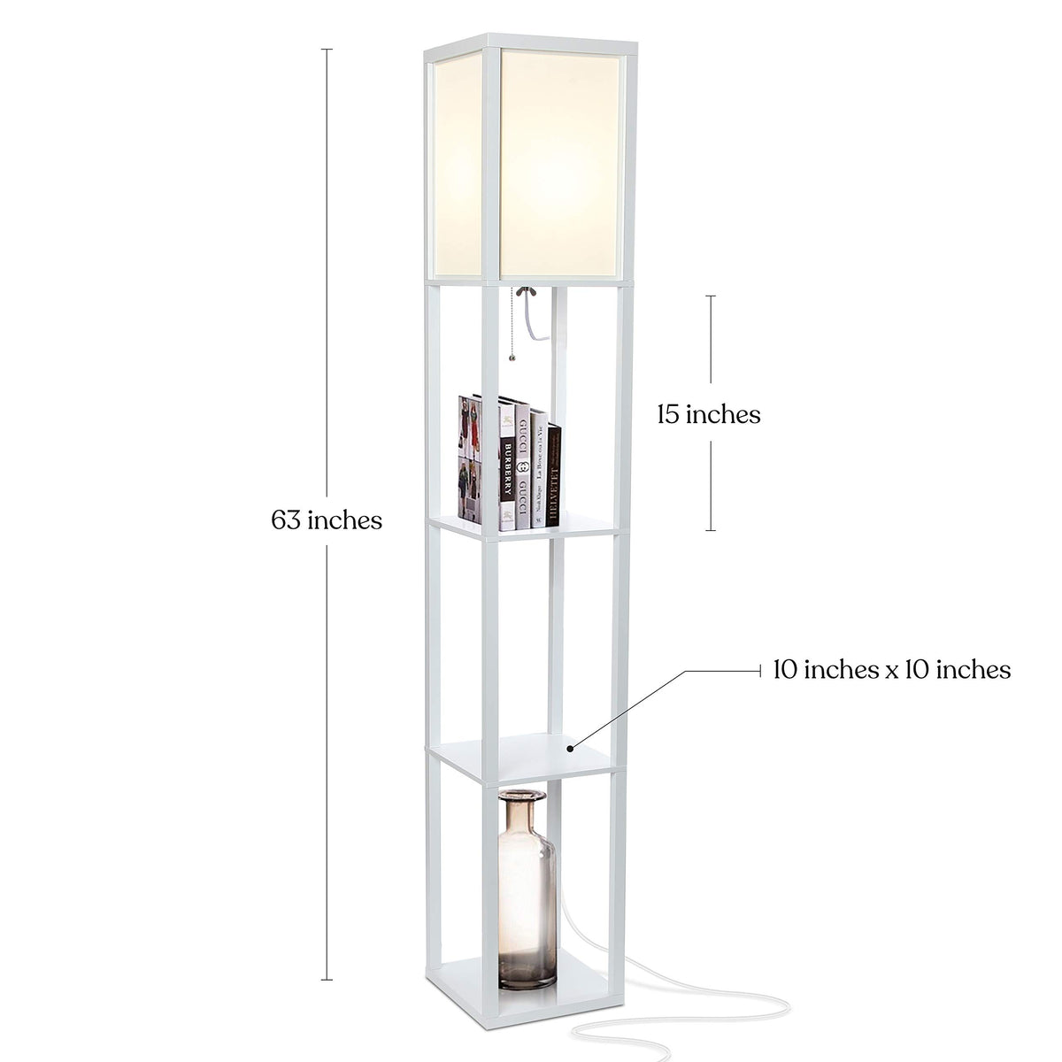 Brightech Maxwell side view highlighting slim corner footprint for tight spaces.