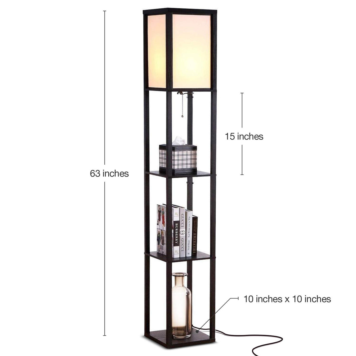 Brightech Maxwell sturdy construction supports everyday items and display.