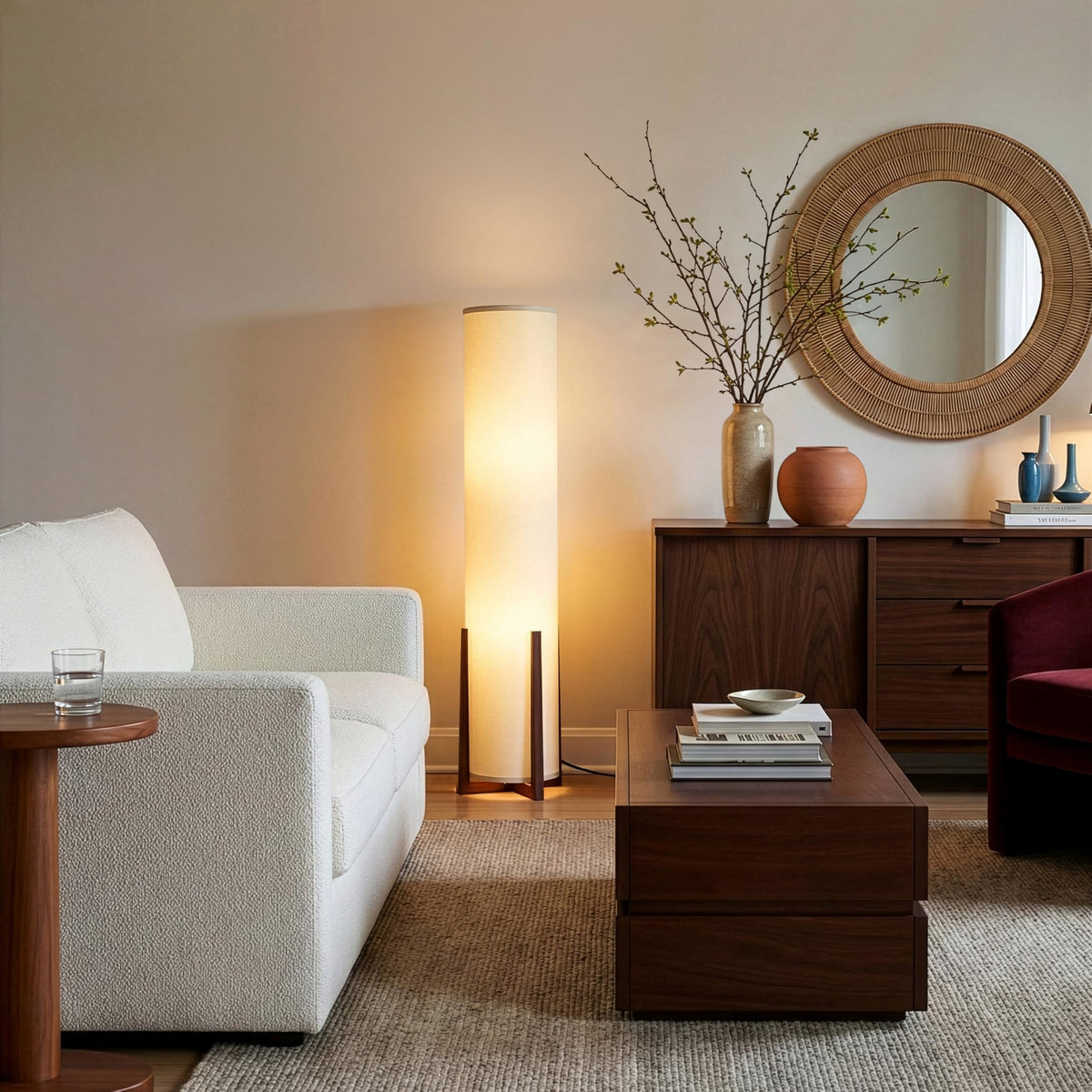 Brightech Parker lantern-style tower shade creating warm ambient glow