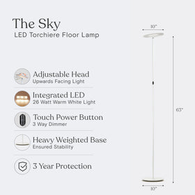 Brightech Sky 3000K warm white glow for relaxed reading.