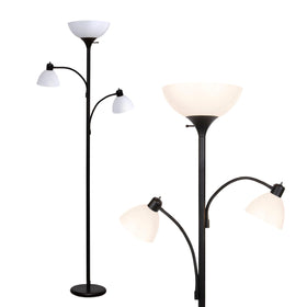 Brightech Sky Dome Double LED Floor Lamp with reading lamps providing warm ambient lighting