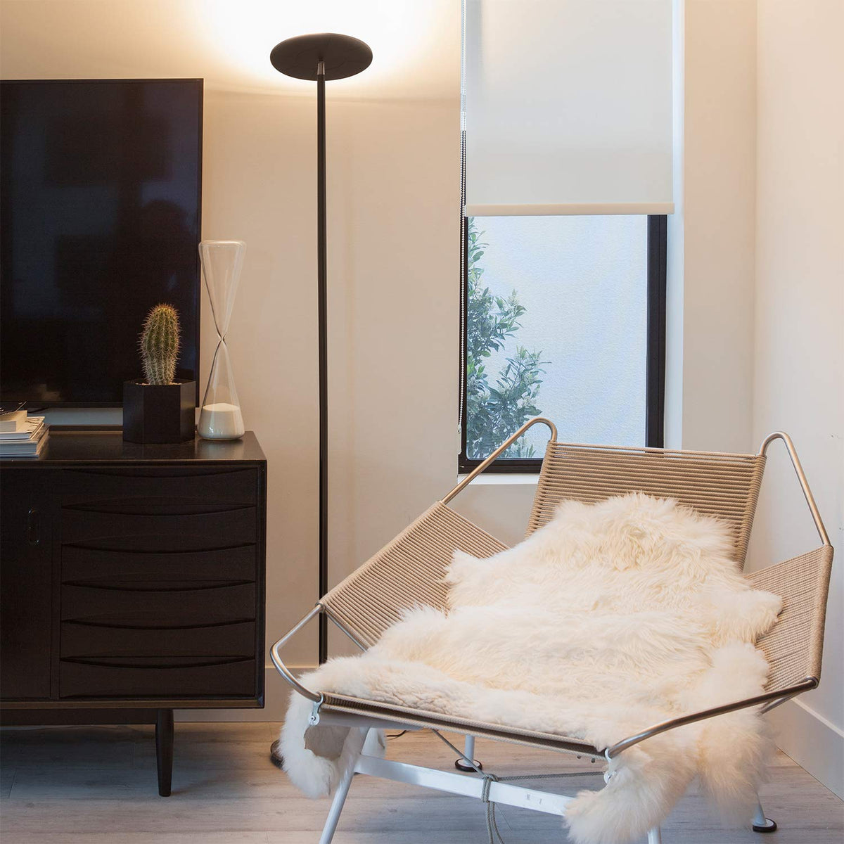 Brightech Sky floor lamp dimmable controls offer customizable ambience.