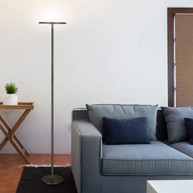 Brightech Sky floor lamp wide coverage brightens large areas evenly.