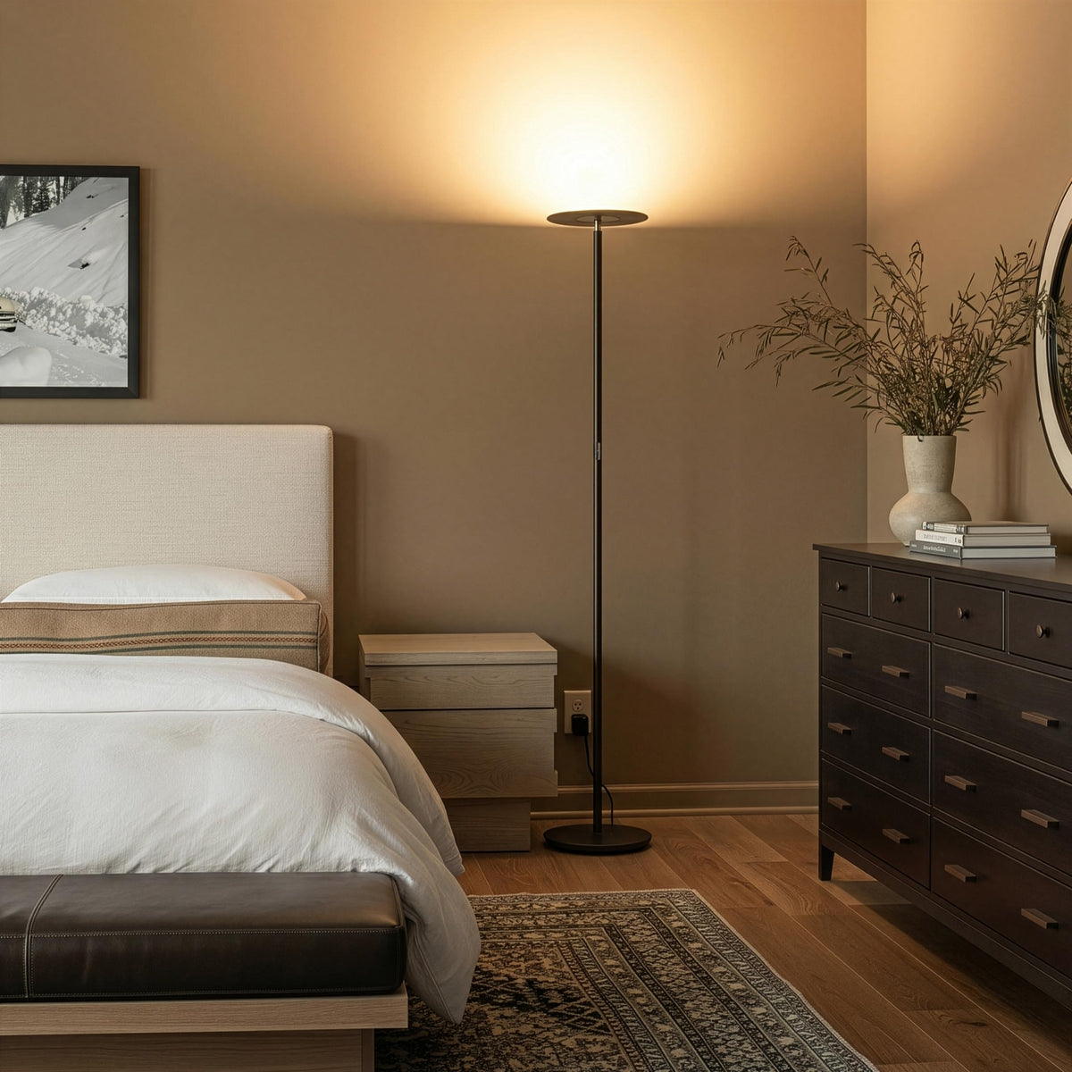 Brightech Sky floor lamp rotating head directs light where needed.