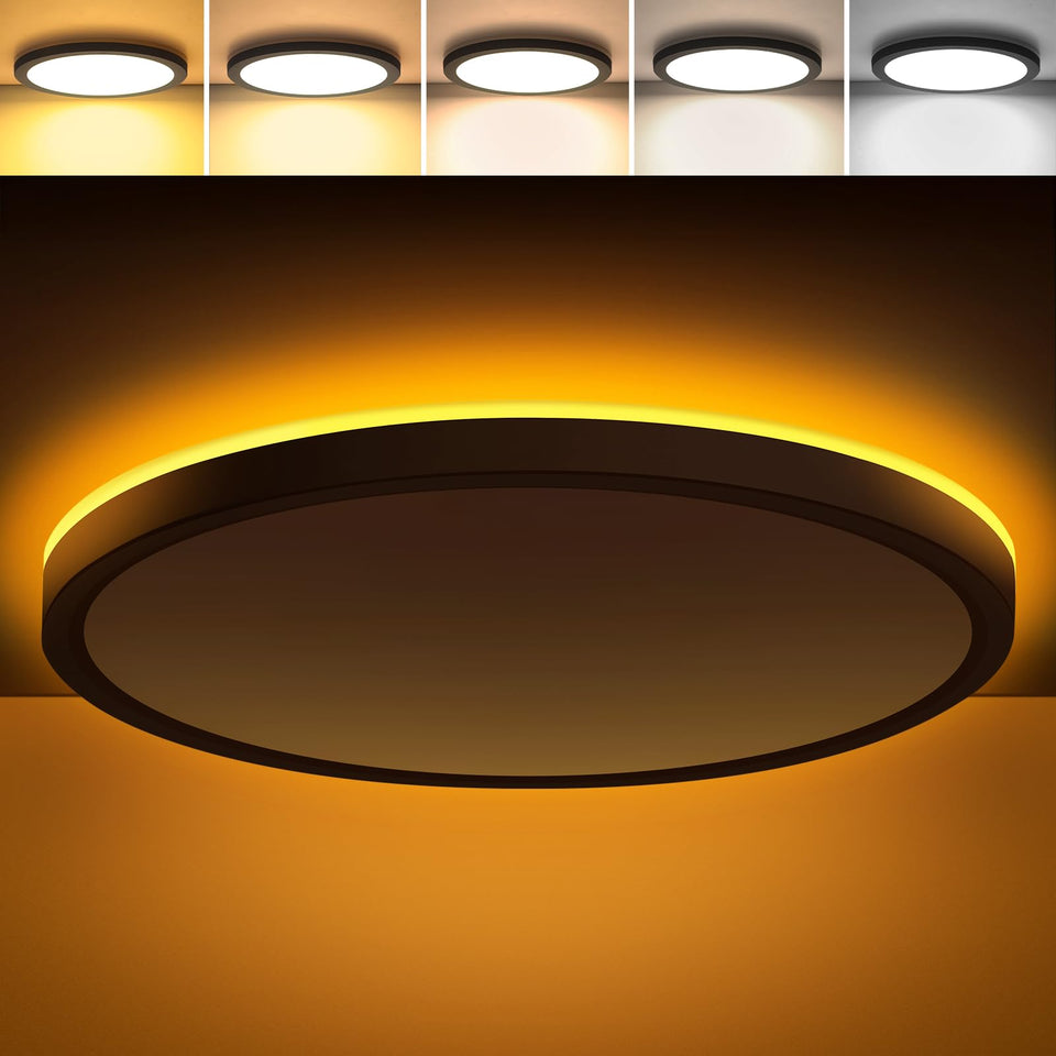Brightever 12-Inch LED flush mount with night glow for peaceful bedroom navigation