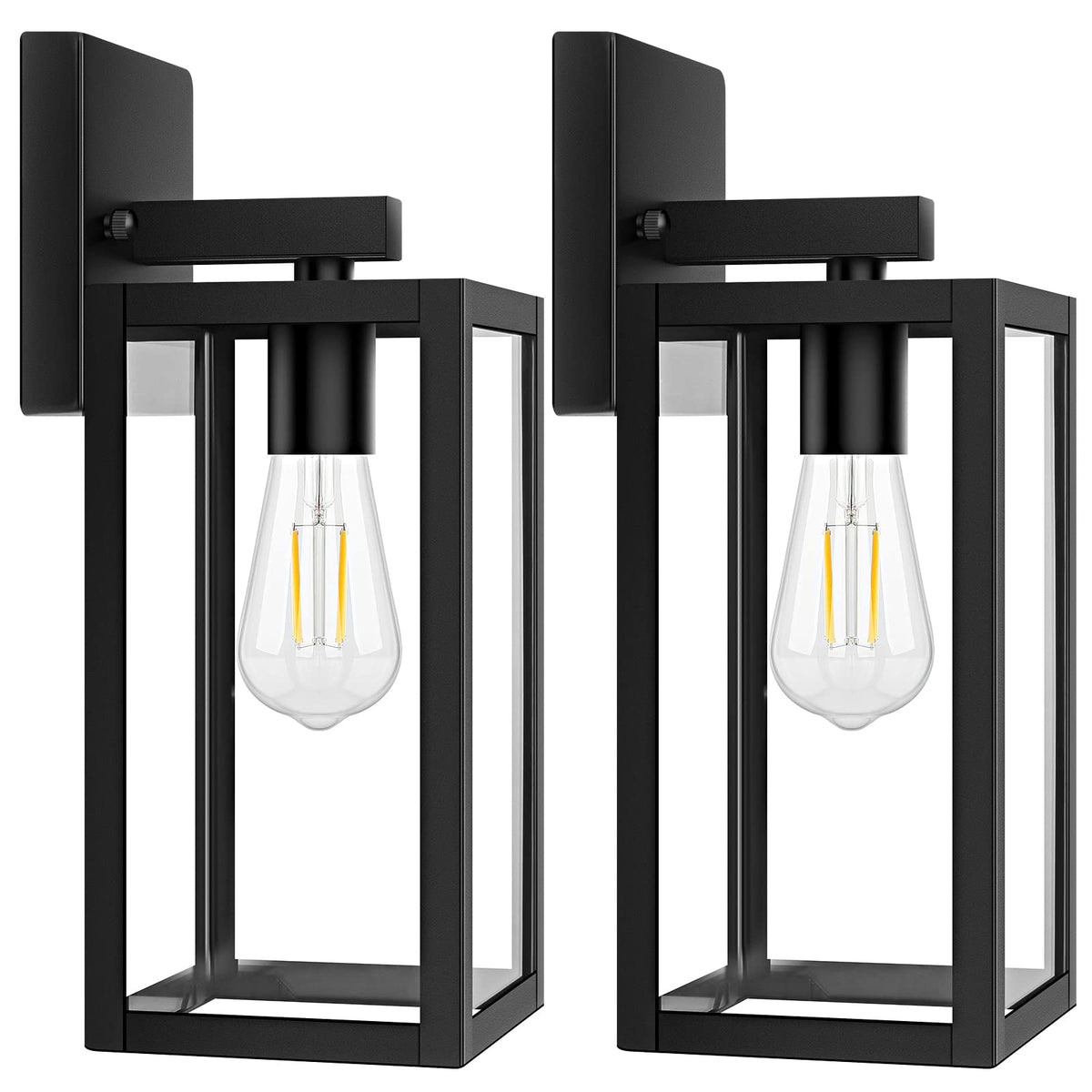 Brightever 2-pack outdoor wall light with black matte finish and clear glass enhances front porch lighting.