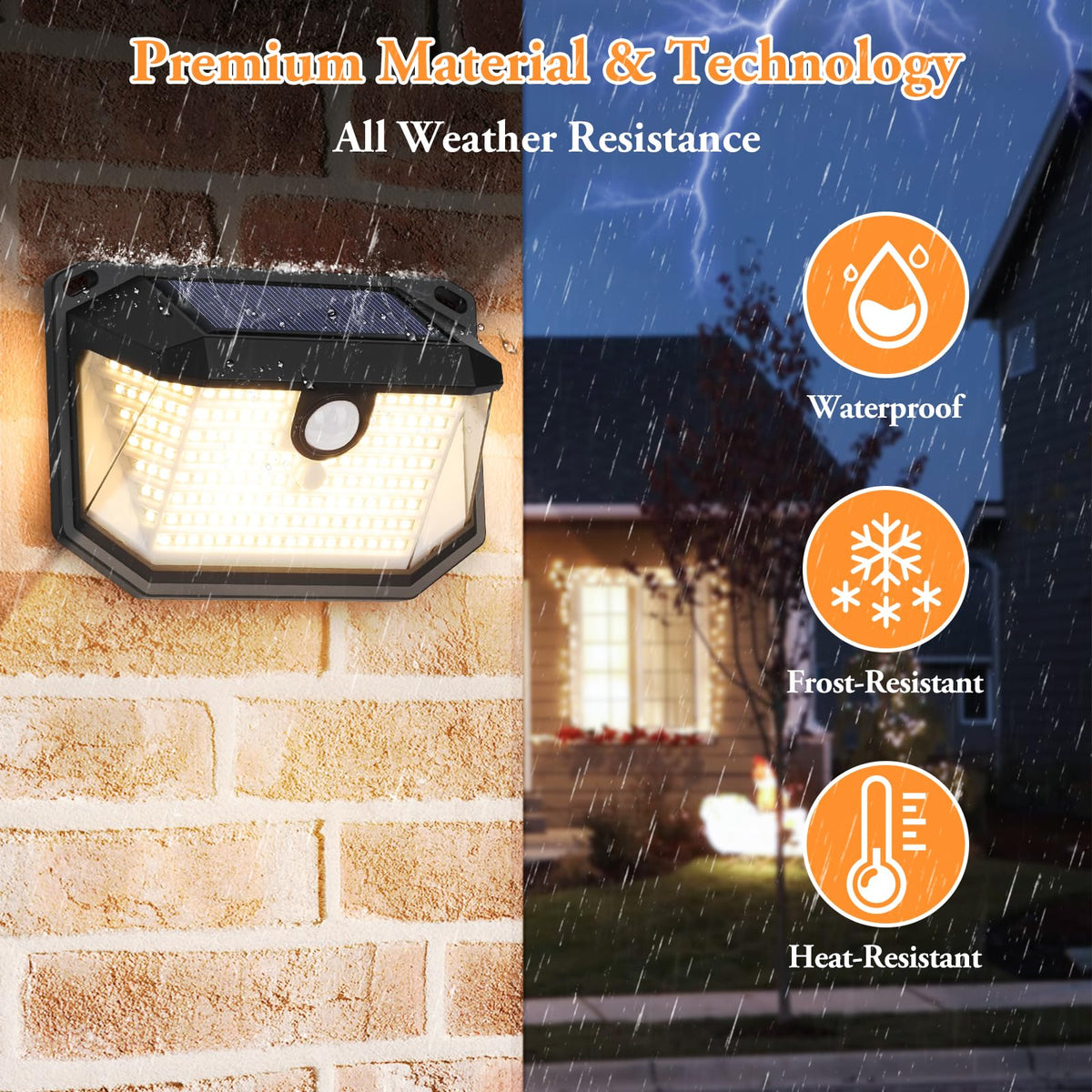Brightever waterproof solar wall lights resist rain and frost.