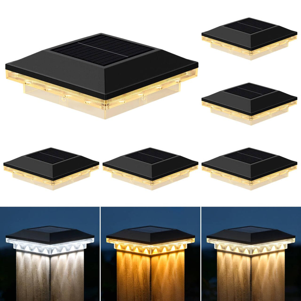 Brightever 4x4 solar post cap light on post shows ambient outdoor lighting.