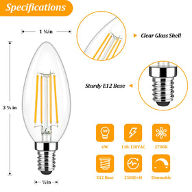 Brightever clear glass B11 LED bulb adds chandelier sparkle.