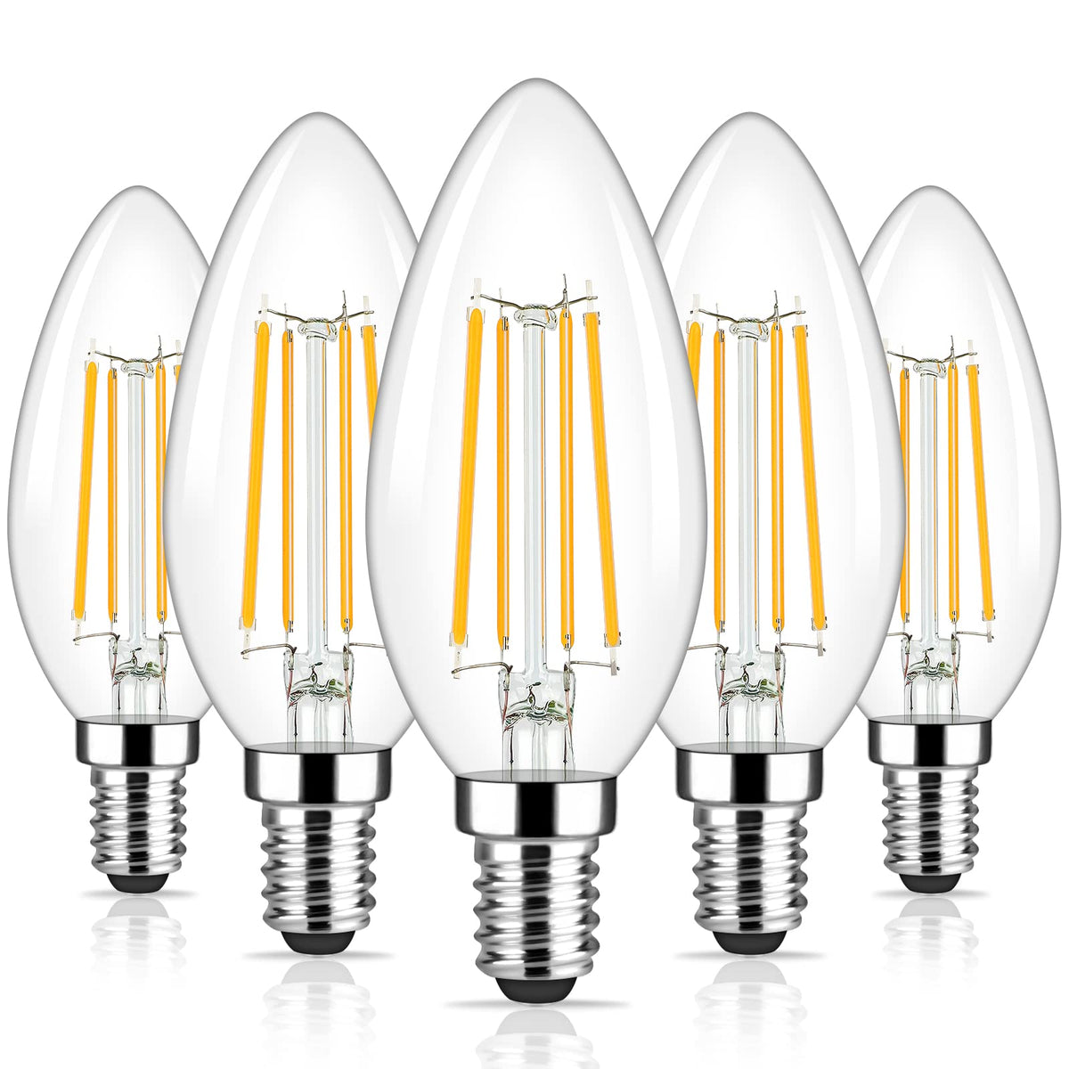 Brightever dimmable E12 LED candle bulb, 2700K warm white for cozy spaces.