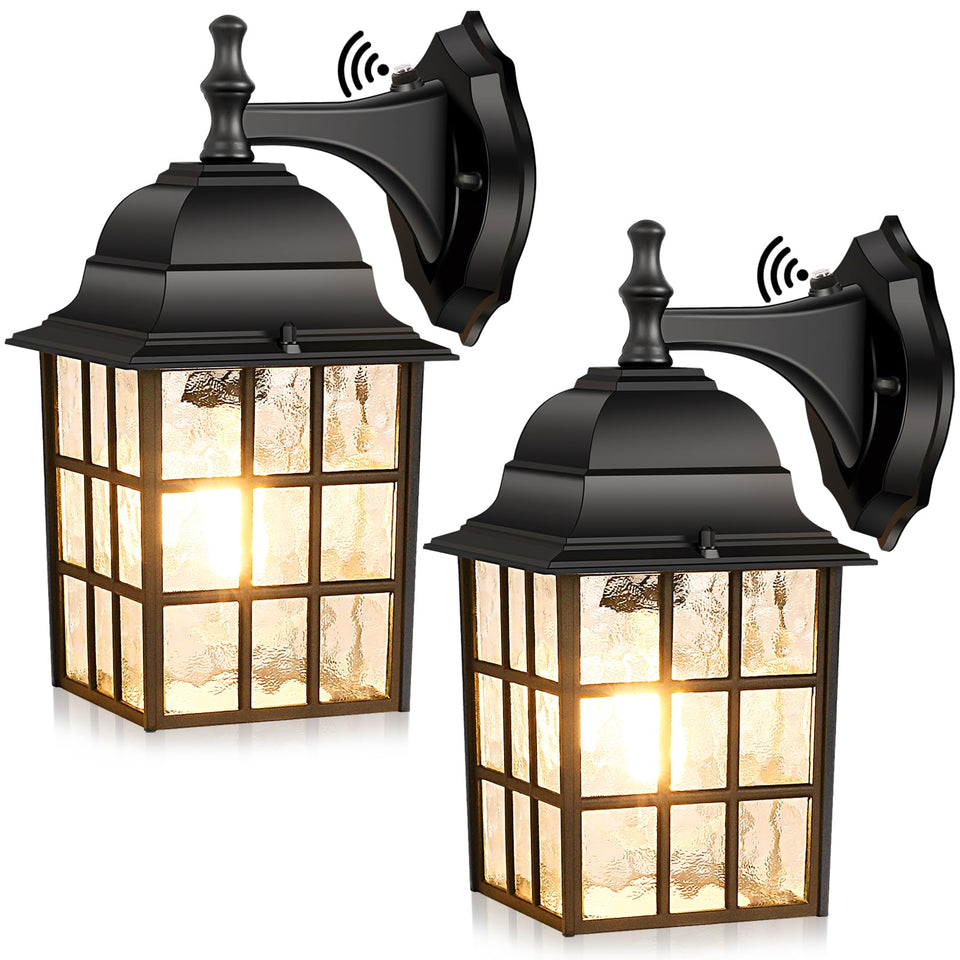 Brightever dusk-to-dawn lantern front view with energy-efficient lighting