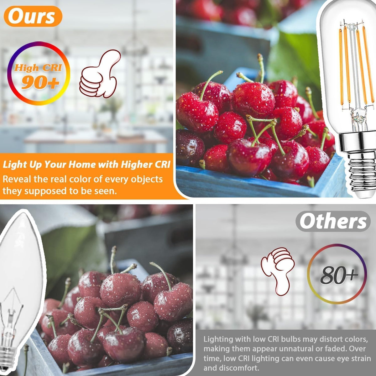 Brightever E12 warm 2700K bulb casting cozy glow in a living room