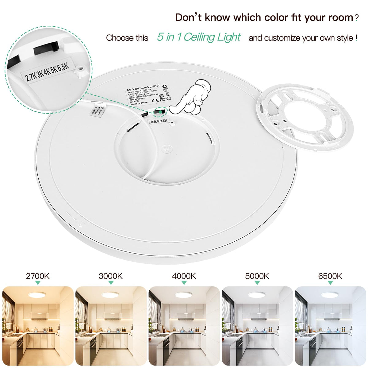 Brightever five-color temperature toggle highlights mood and task lighting.