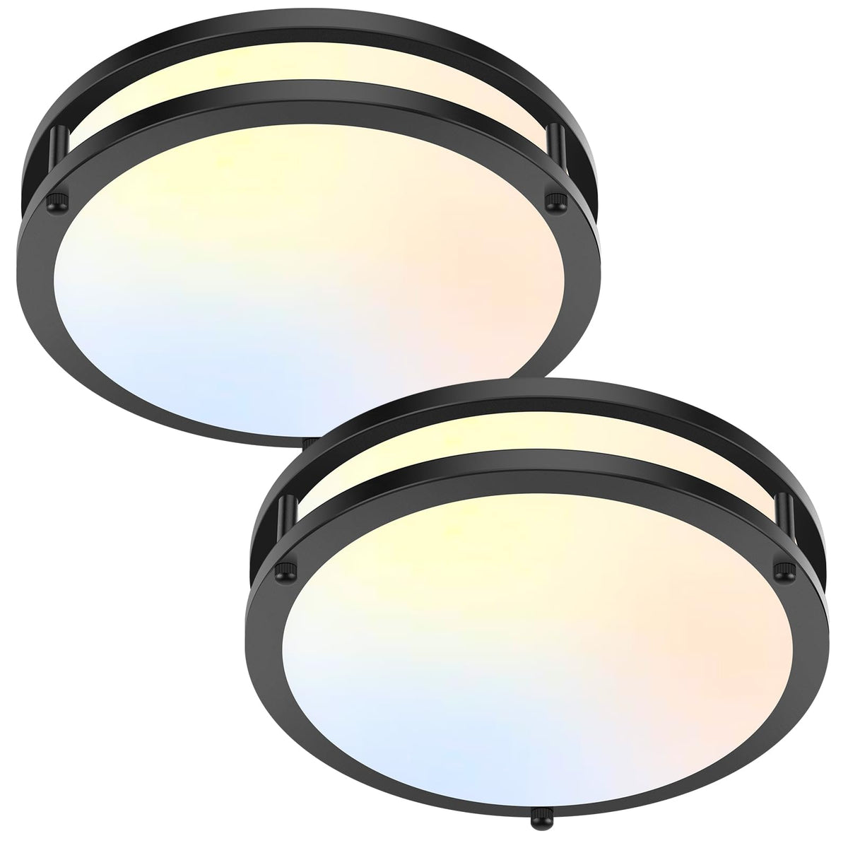 Brightever flush mount light in black, front view, bright hallway illumination