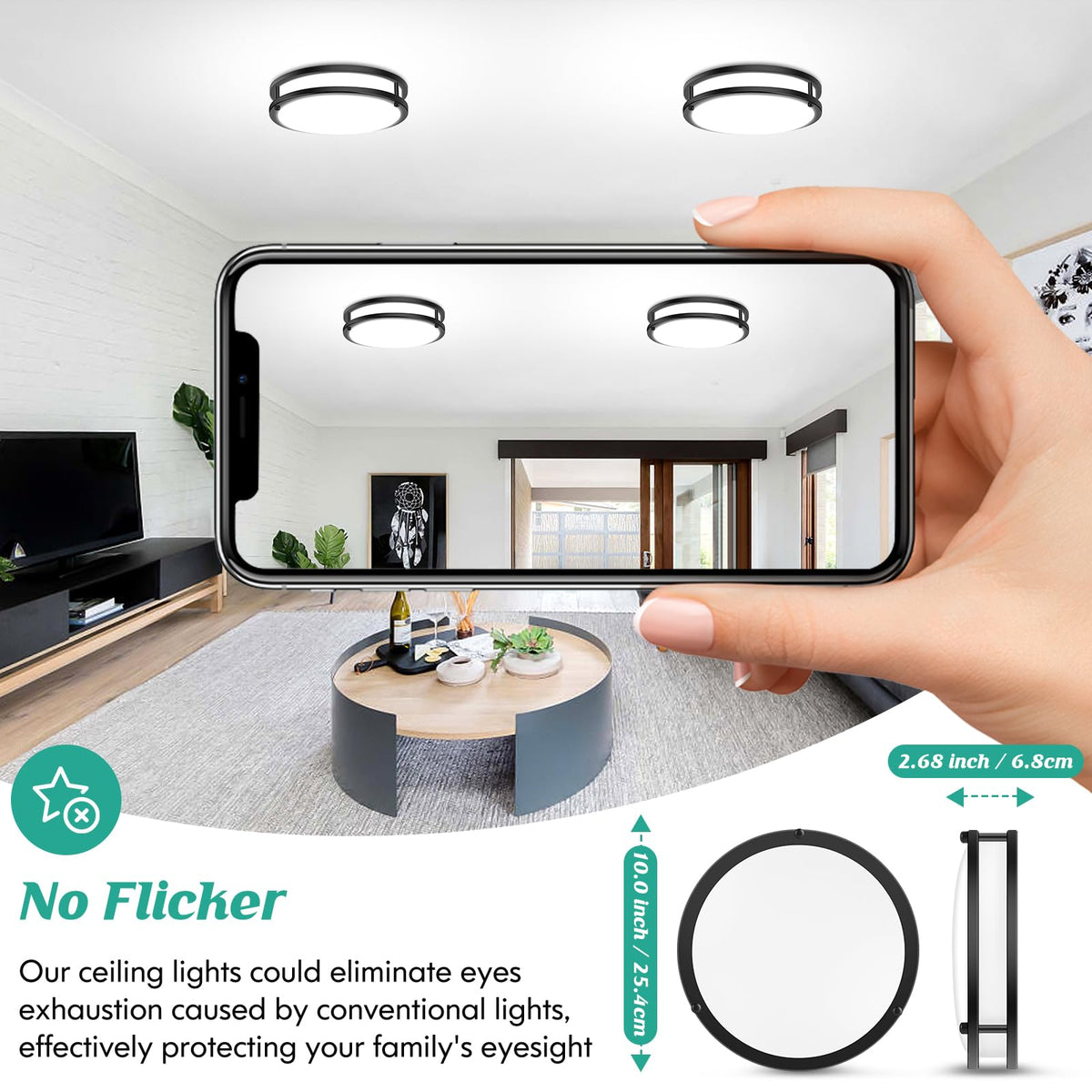Brightever dimmable flush mount with optional dimmer for mood control