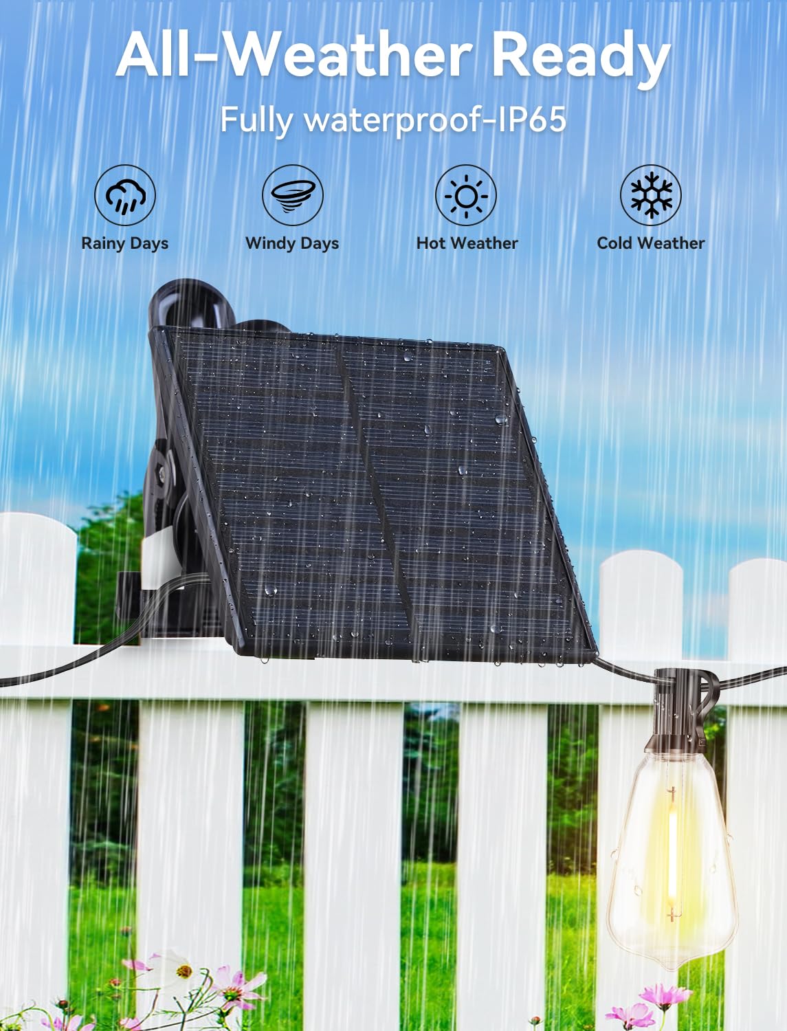 Brightever IP65 weatherproof design withstands rain and snow.