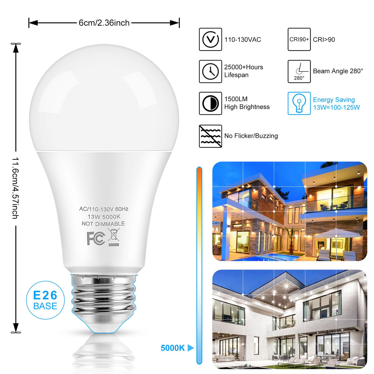 Brightever LED bulb with E26 base fits chandeliers and table lamps for easy upgrades.
