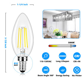 Brightever LED candle bulbs with E12 base for easy fixture installation.