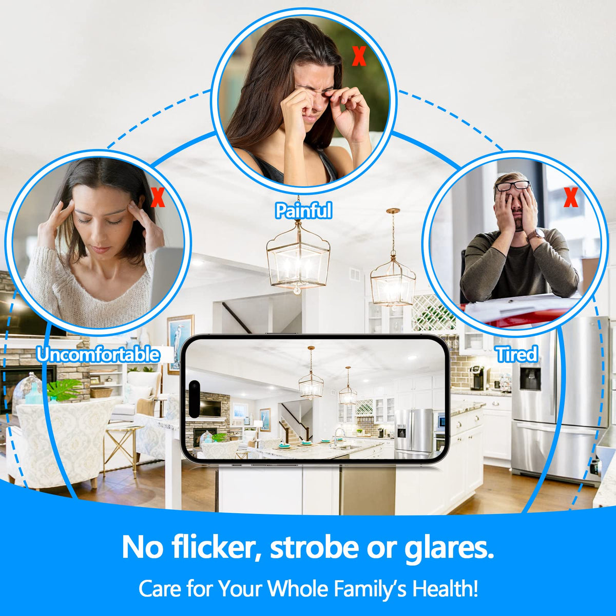 Brightever no flicker LED bulbs protect eyes with steady light.