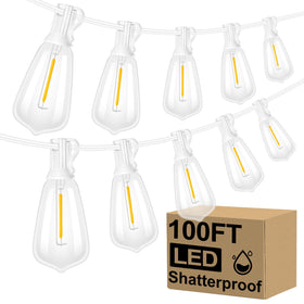 Brightever LED outdoor string lights 100ft illuminate large patios with bright, even coverage.