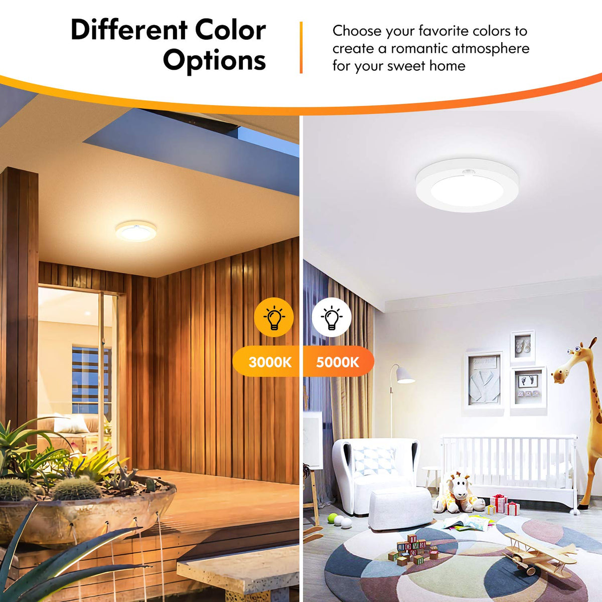 Brightever motion-sensor ceiling light side view showing slim flush-mount profile