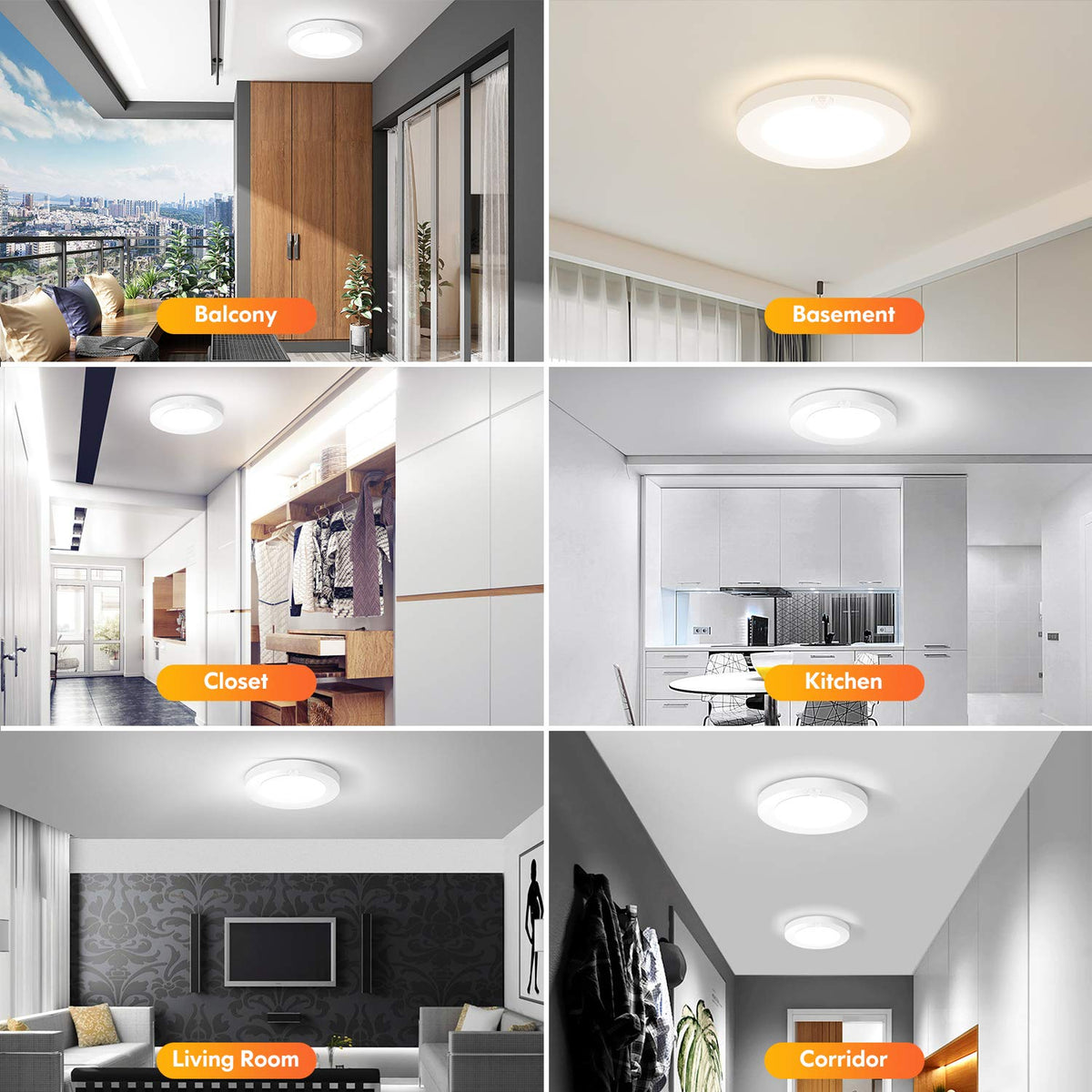 Brightever two-pack motion sensor ceiling lights for multiple spaces