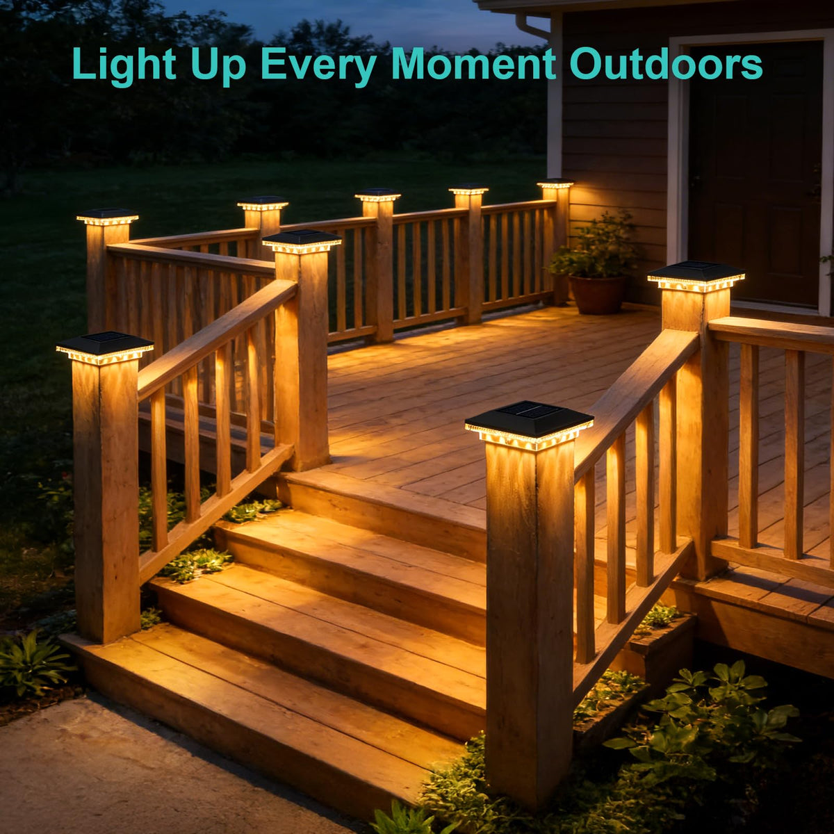 Brightever night illumination halo effect along garden edge.