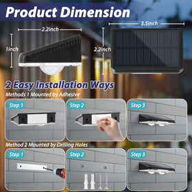 Brightever outdoor solar light with adhesive and screw installation options