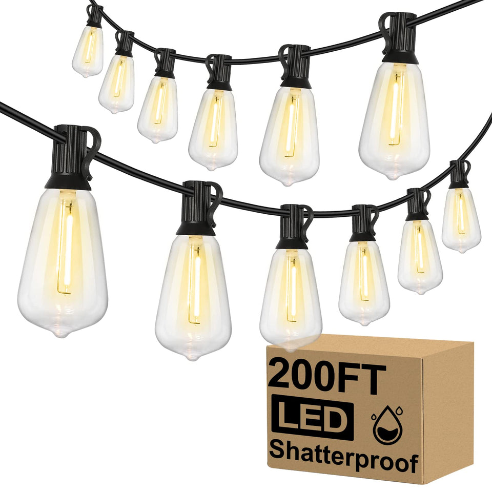 Brightever outdoor string lights overhead for 200ft reach and gatherings