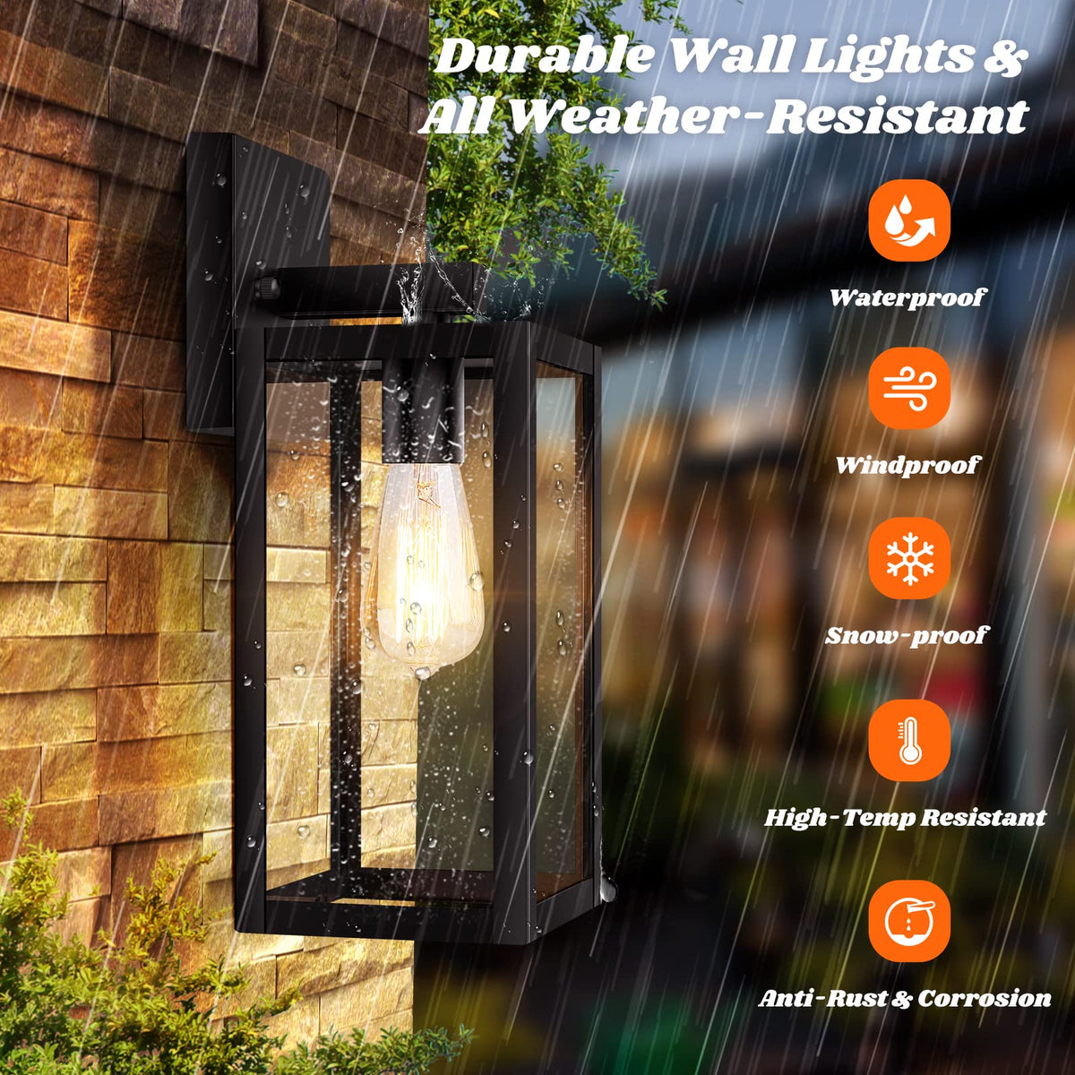 Brightever outdoor wall light featuring transparent clear glass panels for bright exterior illumination.