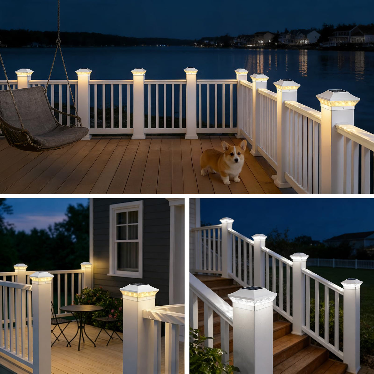 Brightever 12-pack solar post lights suitable for decks, fences, and driveways