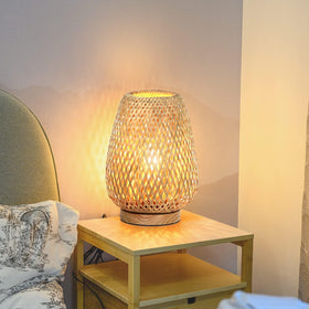 Brightever rattan table lamp suitable for bedrooms and living rooms with soft glow.