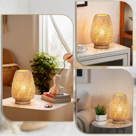Brightever rattan table lamp no-install set arrives ready to use.