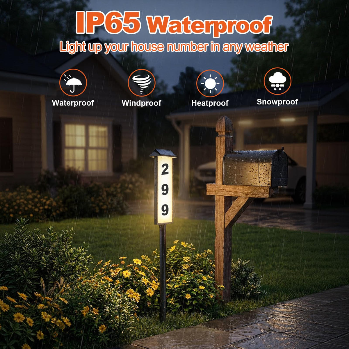 Brightever solar address sign shows dual panels for reliable lighting