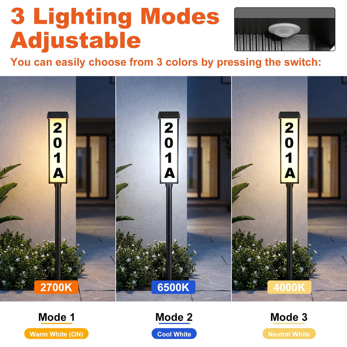 Brightever IP65 weatherproof address sign auto lights at dusk