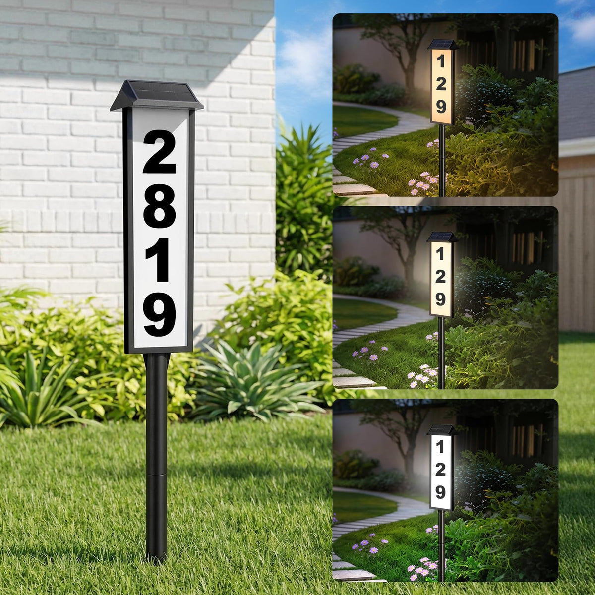 Brightever solar address sign tall height enhances street visibility for deliveries