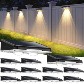 Brightever solar fence light outdoor 12-pack illuminating yards and walkways