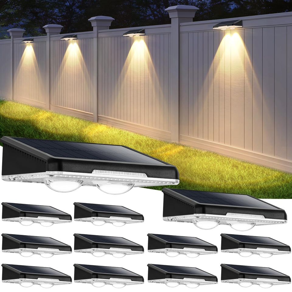 Brightever solar fence light outdoor 12-pack illuminating yards and walkways