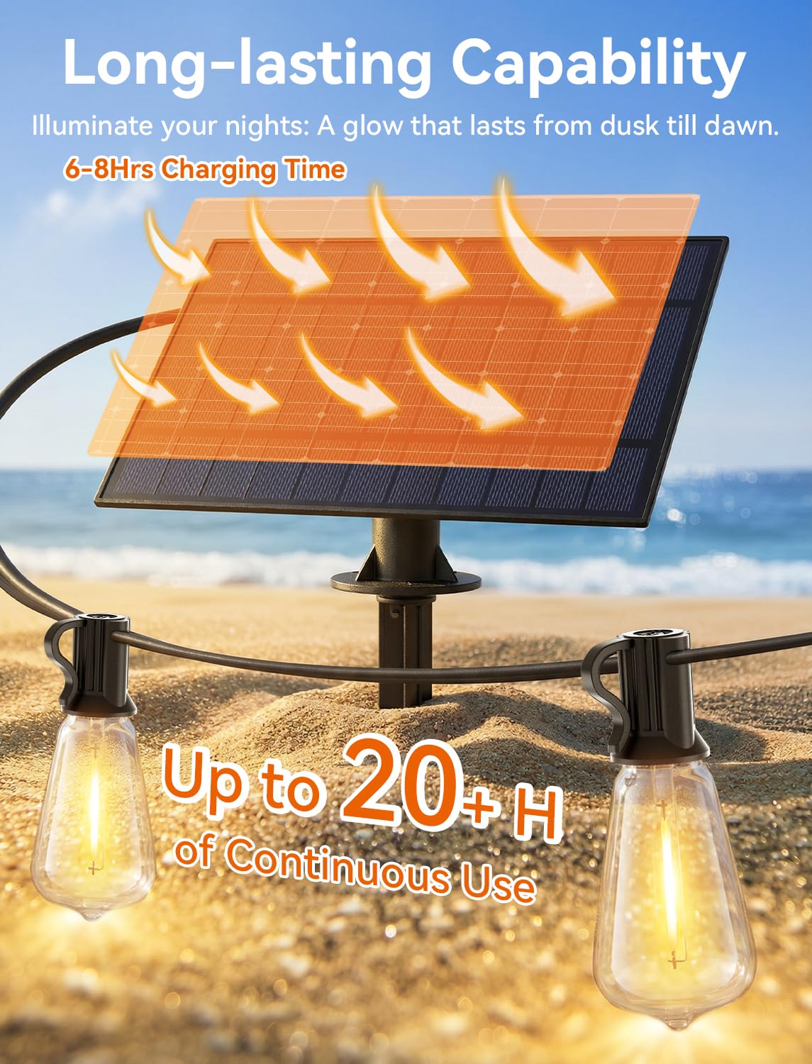Brightever 8ft solar panel cord for flexible sun placement