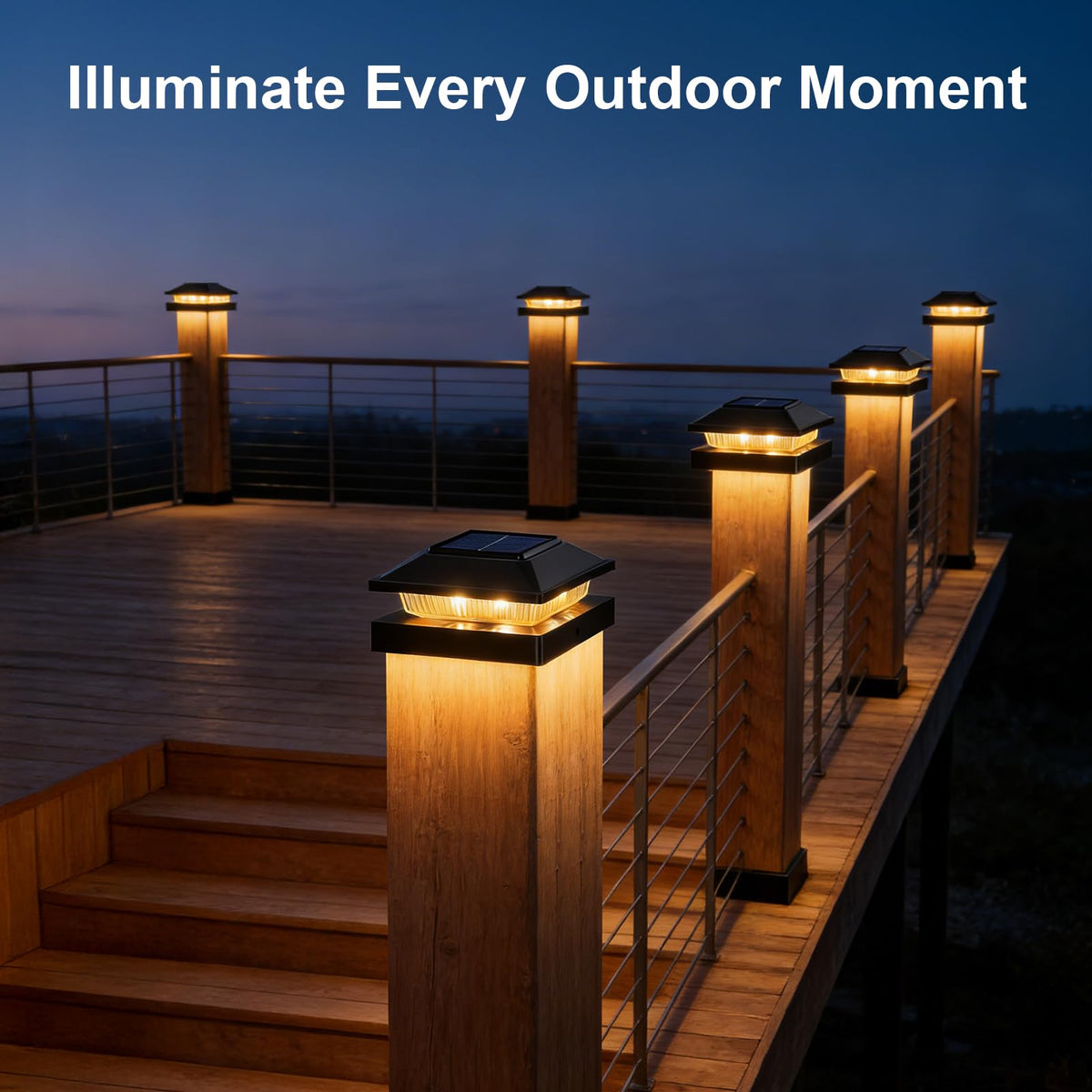 Brightever 16-pack solar post caps brighten outdoor spaces.