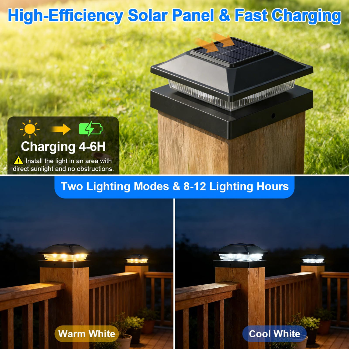 Brightever cool white mode post cap lights for bright outdoor accents.