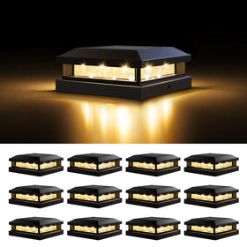 Brightever solar post cap light top view for posts, enhances nighttime visibility.