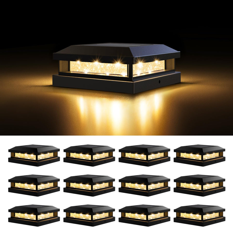 Brightever solar post cap light top view for posts, enhances nighttime visibility.