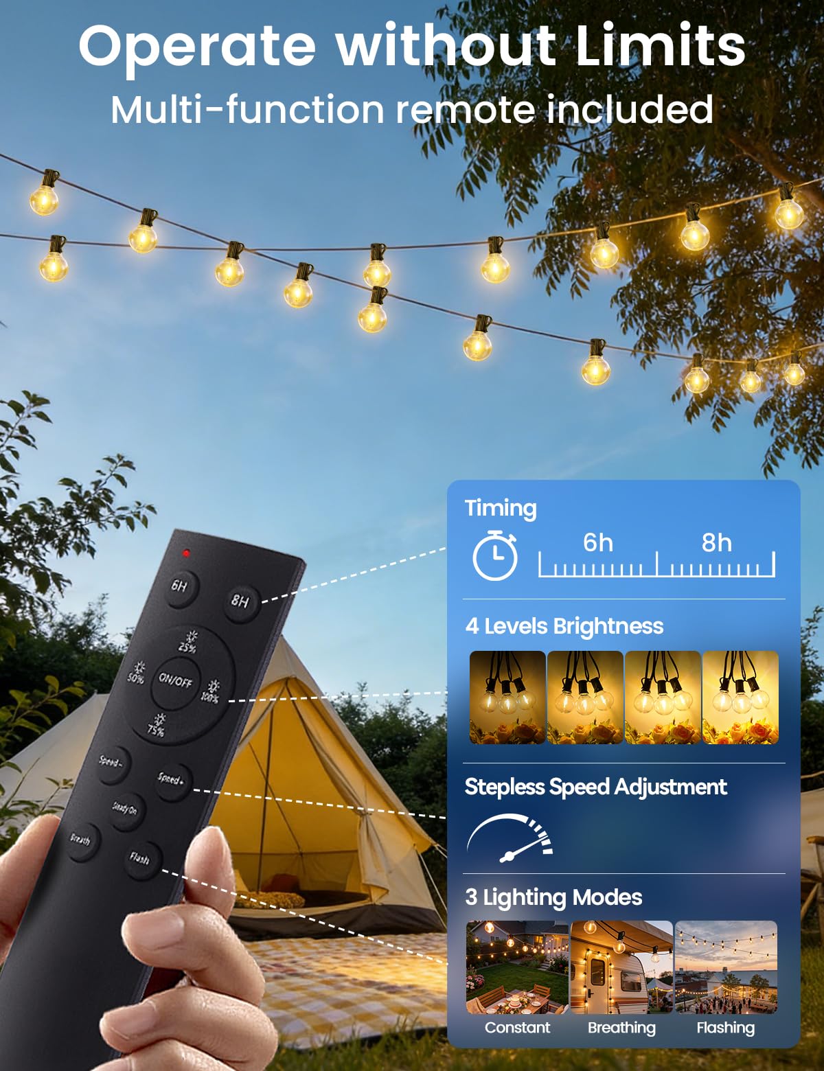 Brightever tool-free setup with built-in bulb sockets for quick hanging