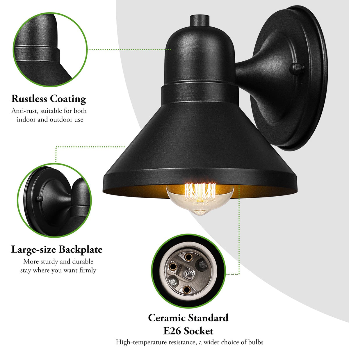 Brightever wall lantern for signs illumination in durable black finish
